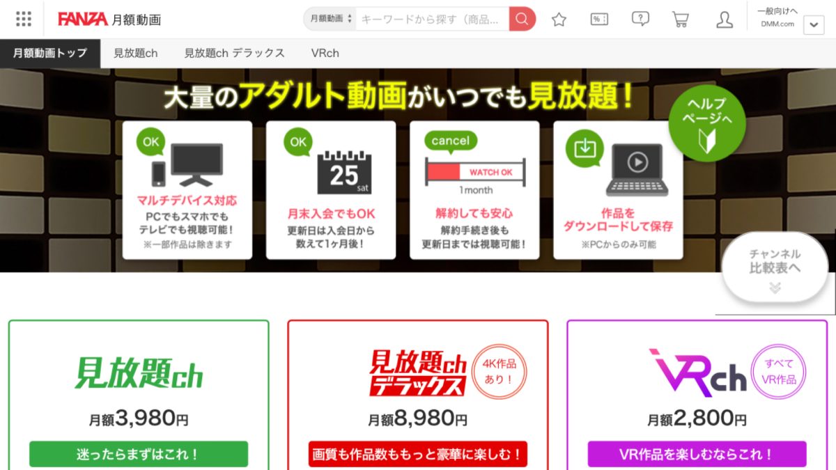 FANZA見放題ch系プランのバナー